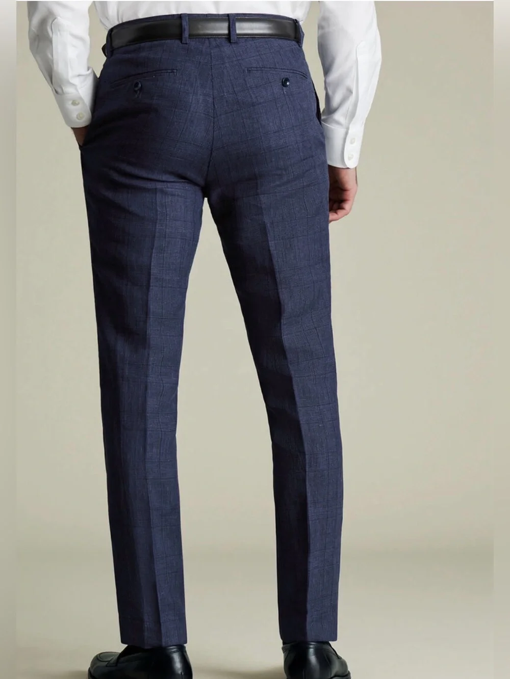 Charles Tyrwhitt Pure Linen Check Pants Blue 32w/32L NWT